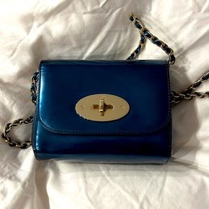 MULBERRY Lily Mini Crossbody in Metallic Blue Leather